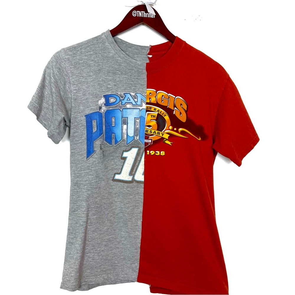 Harley Davidson Danica Patrick Womens Half and Half Graphic Tee Small Unique Red